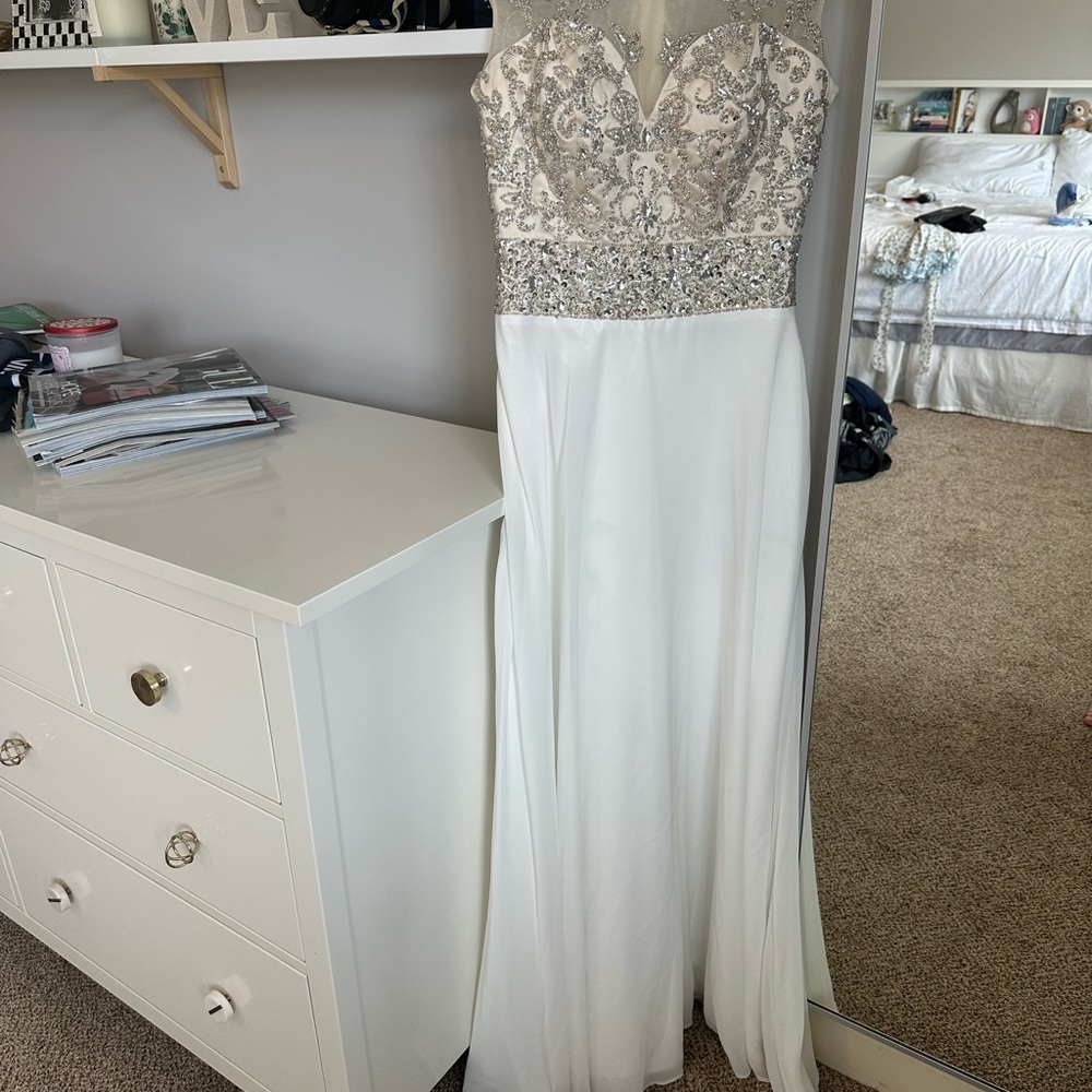 Elegant White and Silver Wedding Dress